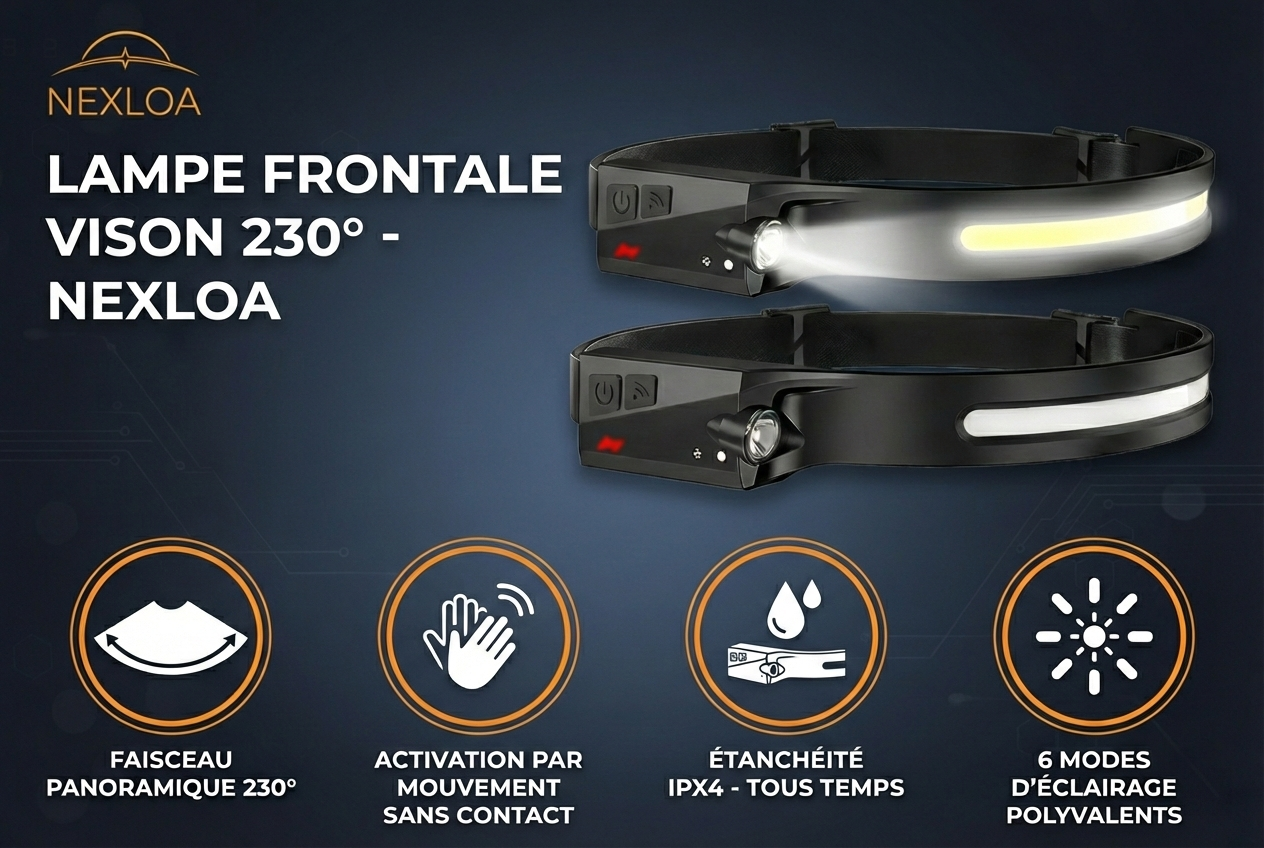 Lampe Frontale Vision 230° - Nexloa™ Beam