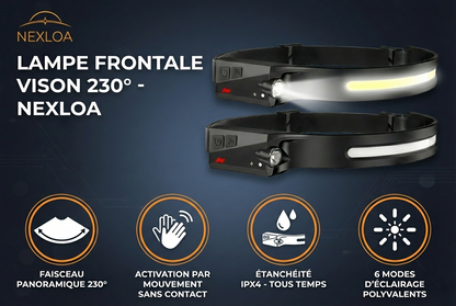 Lampe Frontale Vision 230° - Nexloa™ Beam