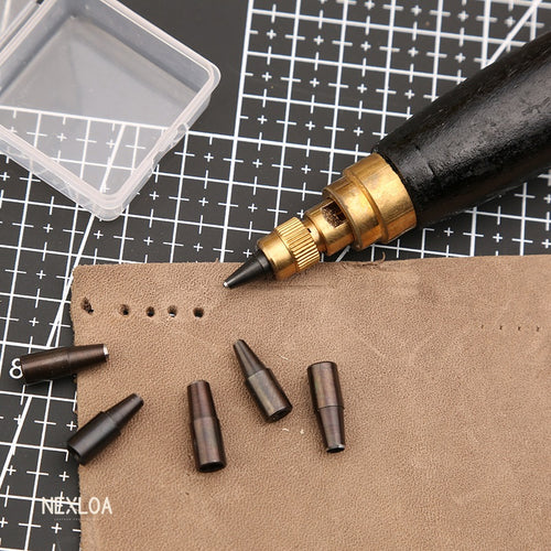 Nexloa Leather Hole Punch — 6 Interchangeable Sizes (+ Free Beginner Guide)