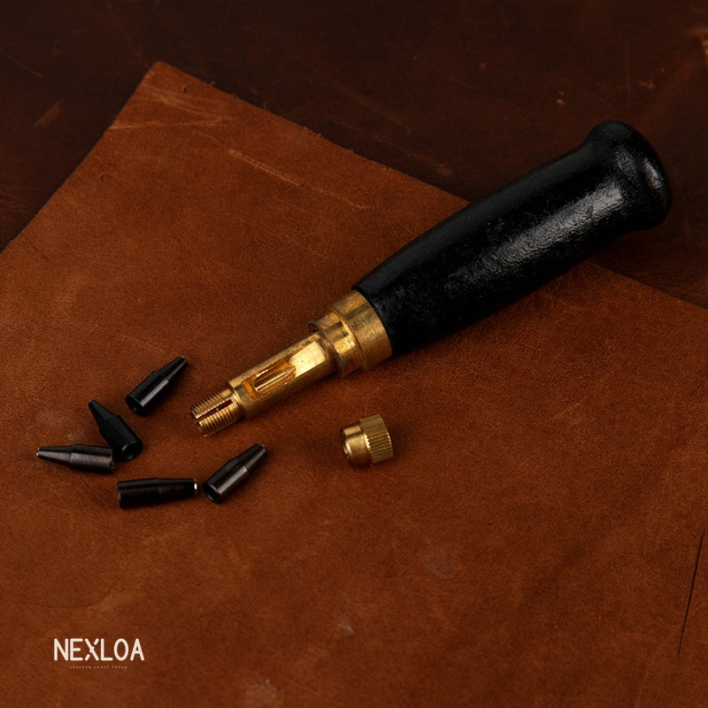 Nexloa Leather Hole Punch — 6 Interchangeable Sizes (+ Free Beginner Guide)